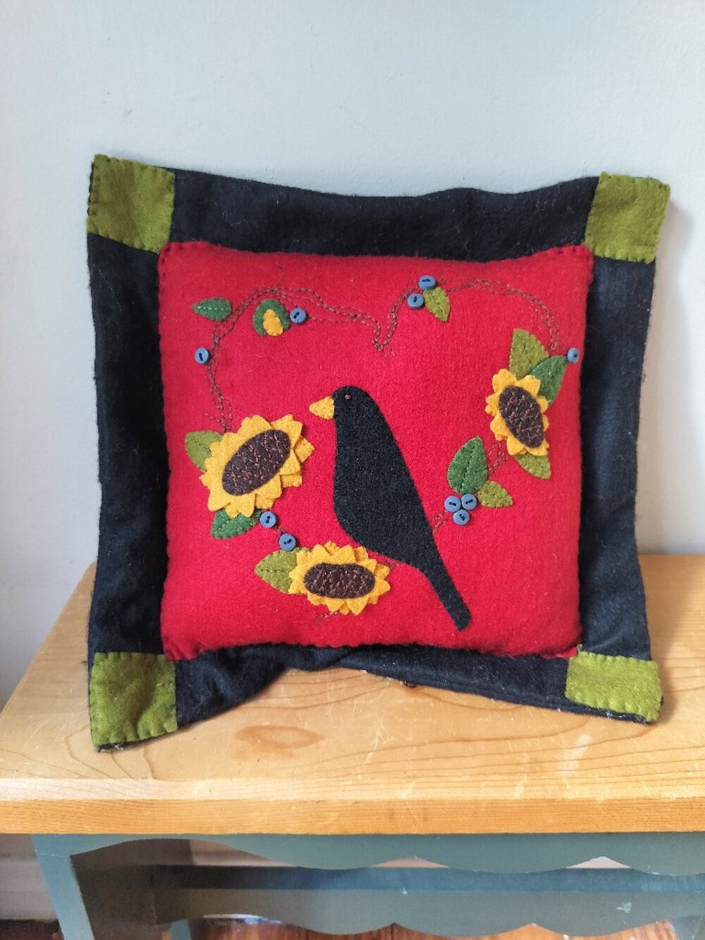 Vintage Autumn Folk Art Pillow